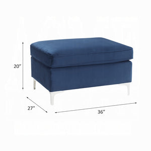 English Elm Jaszira Blue Velvet Ottoman Modular Sofa Sectional Accent Piece – Plush D28 Foam, Pine & Metal Legs, Stylish Comfort B2726P371318