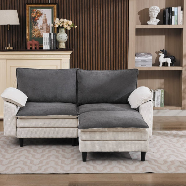 English Elm 70.87" Chenille Modular Cloud Sectional with Ottoman Deep Plush Seating for Living Rooms W5029S00001