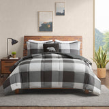 Woolrich Hudson Valley Cottage/Country Down Alternative Comforter Set WR10-3854 Grey/Black Buffalo Check