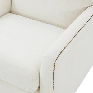 English Elm Torrance Swivel Accent Chair with Antique Brass Nailhead Trim for Modern Living Cream B050P451390