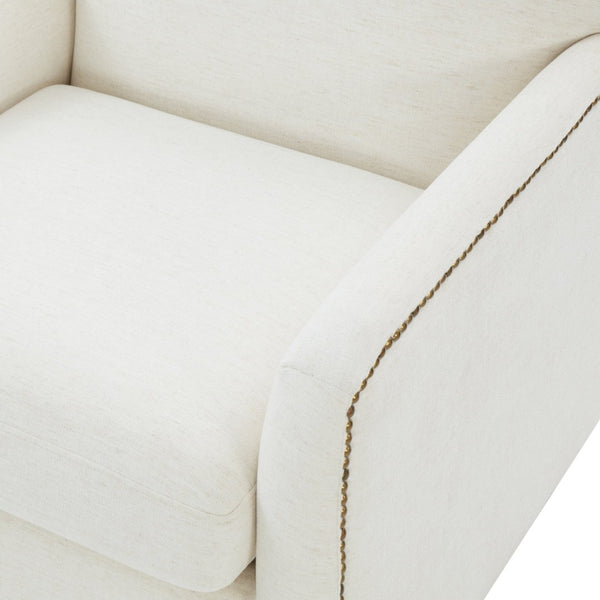 English Elm Torrance Swivel Accent Chair with Antique Brass Nailhead Trim for Modern Living Cream B050P451390