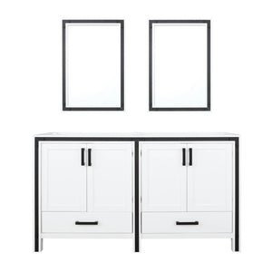 English Elm White Double Bath Vanity 60" W With Two Mirrors – Elegant Storage Solution For Any Bathroom Style B2731S00580-GIGA