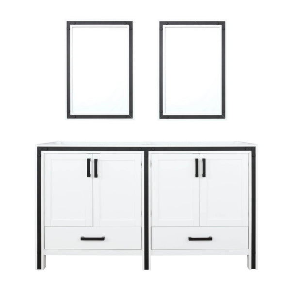 English Elm White Double Bath Vanity 60" W With Two Mirrors – Elegant Storage Solution For Any Bathroom Style B2731S00580-GIGA