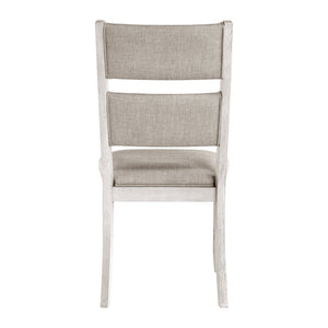 English Elm Modern Farmhouse 5 Piece Dining Set Acacia Wood Antique White Four Upholstered Chairs B011S02061