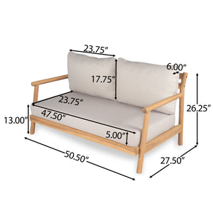 English Elm Christopher Knight Home® - Patio Acacia Wood Loveseat Sofa With Water-Resistant Cushions For Durable Outdoor Comfort N772P262273B