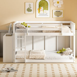 English Elm Full Over Bunk Bed with Four Drawers Three Shelves Pine and Mdf Kids Frame White LT000267AAK-1