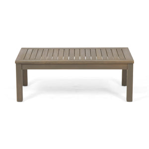 English Elm Christopher Knight Home® - LEAH 4PC Chat Set Beige Acacia Wood Outdoor Patio Sofa Chairs Loveseat Coffee Table, Water-Resistant Cushions 65909.00GRY