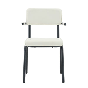 English Elm Dining Chairs Set of 2 Velvet Upholstered with Hangable Arms and Metal Legs W3493P449276