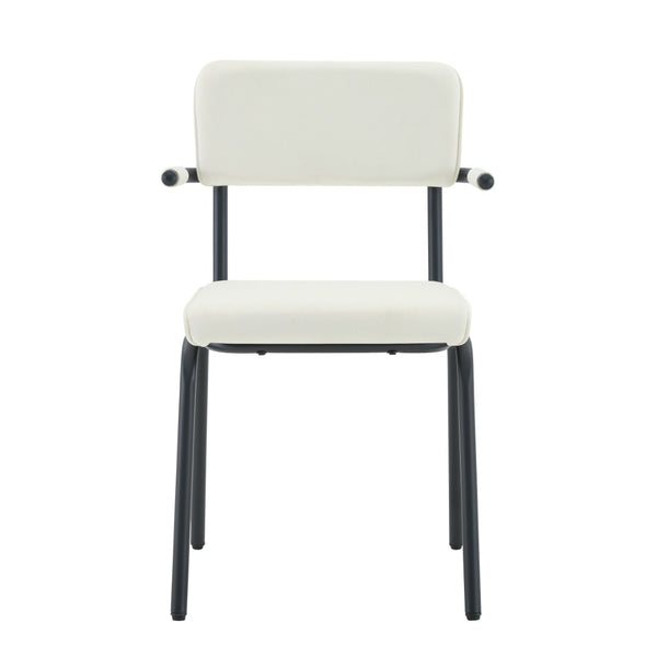 English Elm Dining Chairs Set of 2 Velvet Upholstered with Hangable Arms and Metal Legs W3493P449276