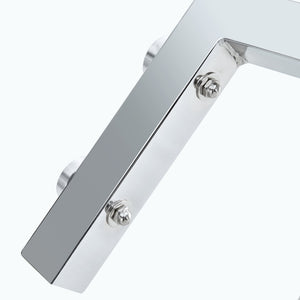 English Elm Modern circular tempered glass dining table with silver metal legs, minimalist clear top for airy spaces W1512P371582