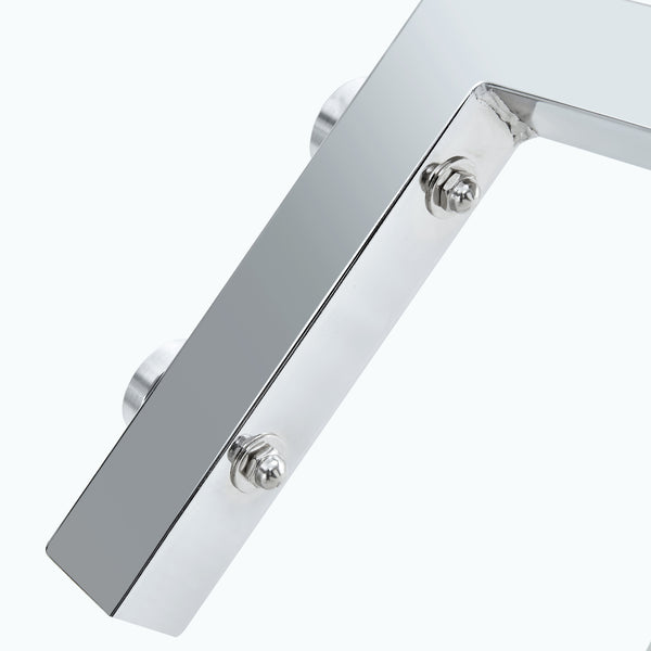 English Elm Modern circular tempered glass dining table with silver metal legs, minimalist clear top for airy spaces W1512P371582