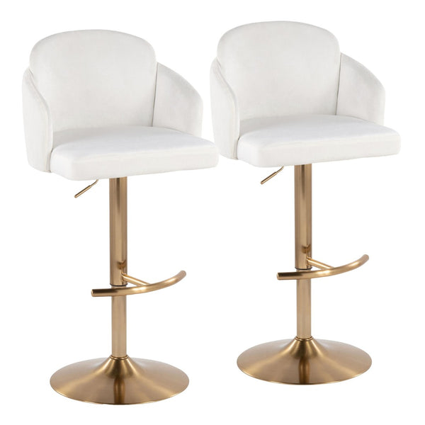 English Elm Fixed-height Swivel Counter Stools with Faux Leather Seats and Chrome Footrest Set of 2 Cream B202S02179