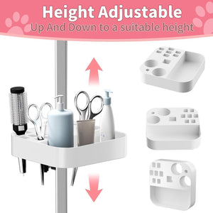 English Elm 47'' Foldable Dog Grooming Table X-lift Adjustable Height Station with Arm Noose Organizer Pink W3587P358729