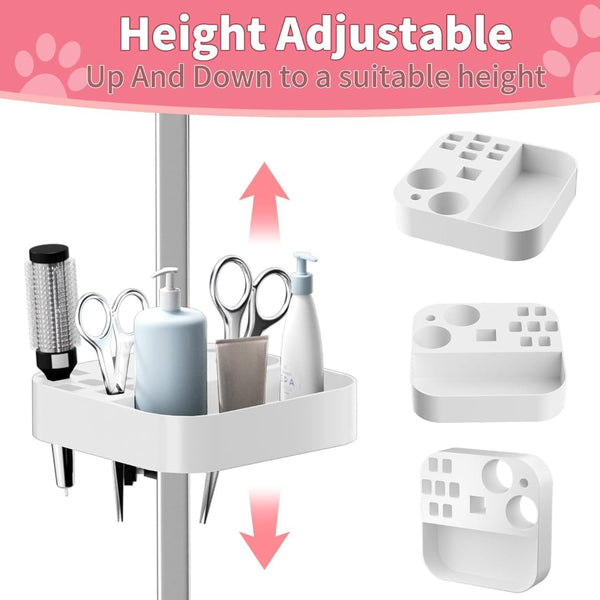 English Elm 47'' Foldable Dog Grooming Table X-lift Adjustable Height Station with Arm Noose Organizer Pink W3587P358729