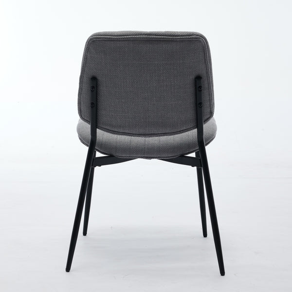 English Elm A&A Modern Retro Dining Chairs Set Of 2 - Ergonomic Gray Linen Upholstered With Sturdy Metal Legs W1143P194146