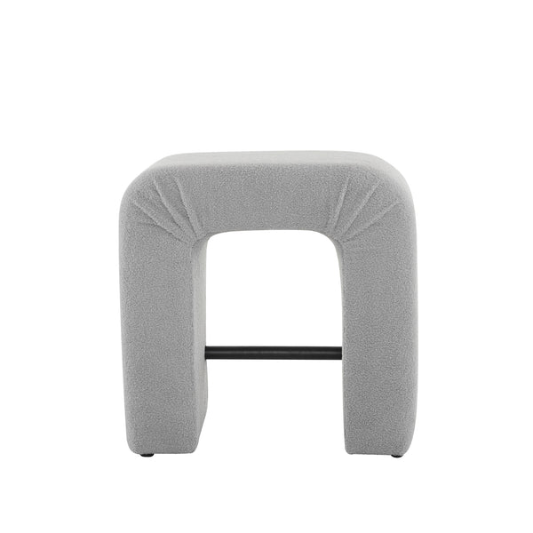 English Elm Christopher Knight Home® - 24'' Boucle stool with inverted U design, cozy loop-pile seating, durable rubberwood footrest, modern set of 2 Grey N780P187017G