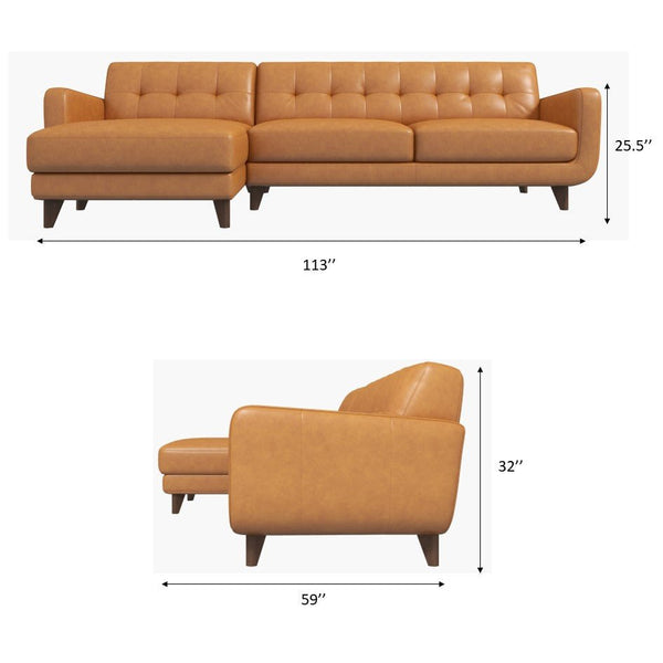 English Elm Ashcroft Furniture - Allison Right-Facing Tan Leather Sectional Sofa - Mid-Century Modern Comfort For Stylish Living Rooms B183S00120
