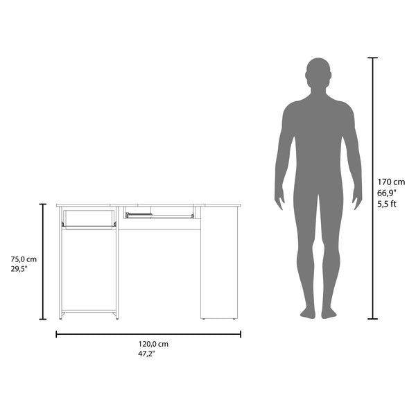 English Elm Jasper Corner Desk with Wraparound L-Workspace and Built-In Side Shelves in Kronos White — Space-Savingporcion B070P378352