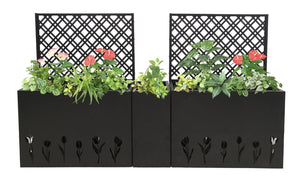 English Elm Metal Galvanized Planter Trellis Set of 3 Rust Resistant Raised Garden Bed for Patio W1586S00001