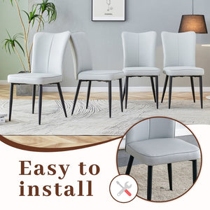 English Elm Table Modern Black Marble Mdf Dining Set With 4 Ergonomic Light Gray Chairs For Stylish Spaces W1151S02527-GIGA