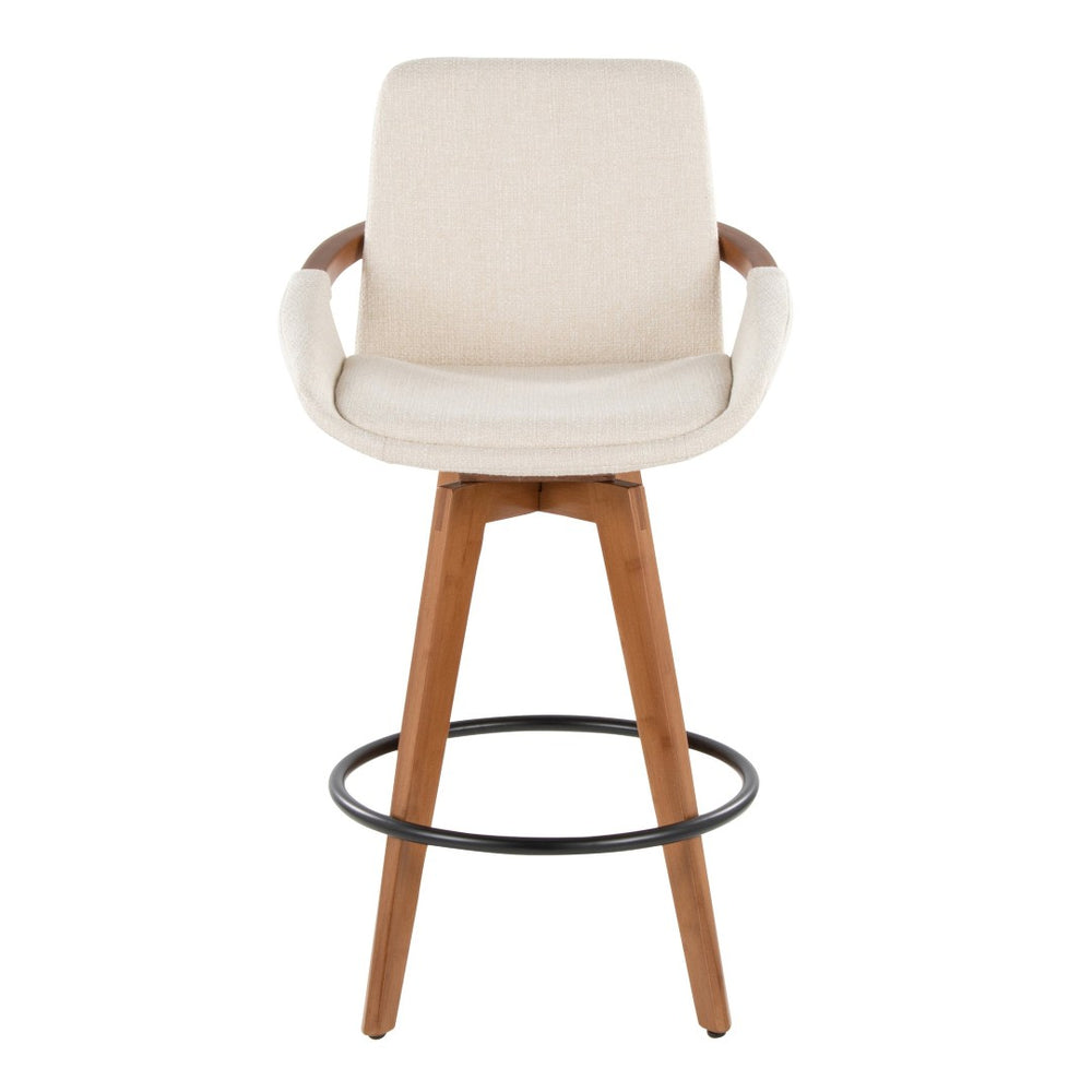 English Elm Dining/accent Chair Solid Wood Tapered Legs Cream Upholstery Mid-century Modern Seating B202P471196