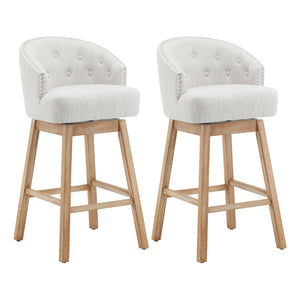 English Elm Christopher Knight Home® - 33.25" Swivel Counter Stools Set of 2 - 360° Upholstered Button-Tufted Back, Rubberwood Frame, Beige WF532109BGE