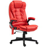 English Elm Homcom High Back Vibration Massage Office Chair With 6 Vibration Points, Heated Reclining Pu Leather Computer Chair With Armrest and Remote, Red