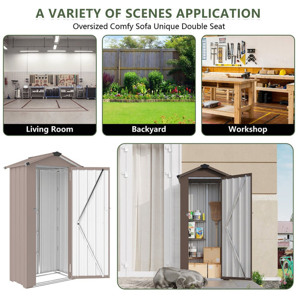 English Elm Campcraft Galvanized Iron Compact Outdoor Storage Shed with Locking Door Weather Resistant W1598P283840