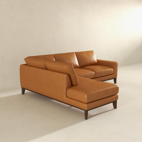 English Elm Ashcroft Furniture - London Leather Sectional Sofa - Left-Facing Tan Design With Plush Comfort & Timeless Style For Living Rooms B183S00076