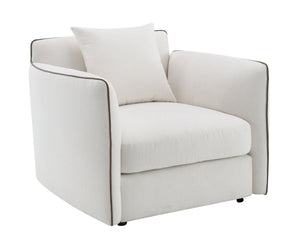 English Elm Yolanda Beige Chenille Chair with Pillow - Removable Covers, Solid Pine Frame, Full Foam Comfort, 220lb Capacity B2726P316917