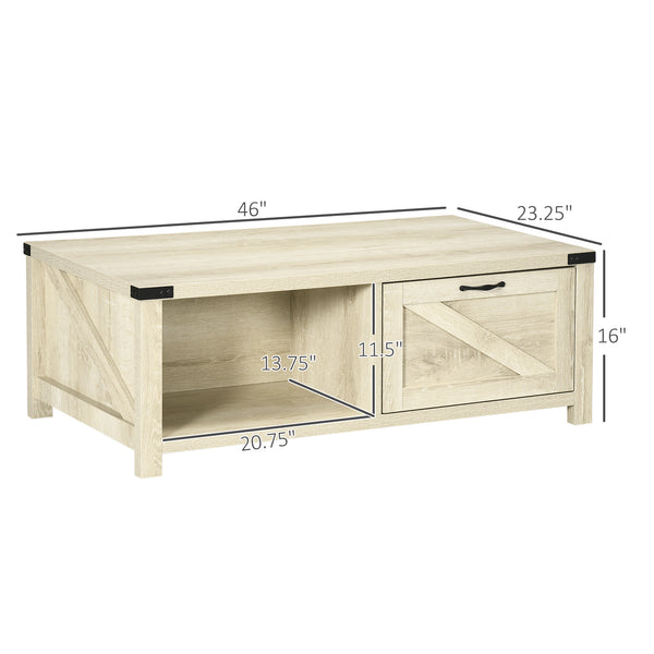 English Elm HOMCOM Farmhouse Coffee Table with Flip Lift Top and Hidden Storage, Square Center Table, Rustic Charm Natural W2225P217452