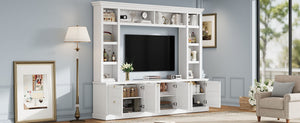English Elm All-in-one Modern Entertainment Center with Bookcase Shelves for Living Room Display White N710S688101K