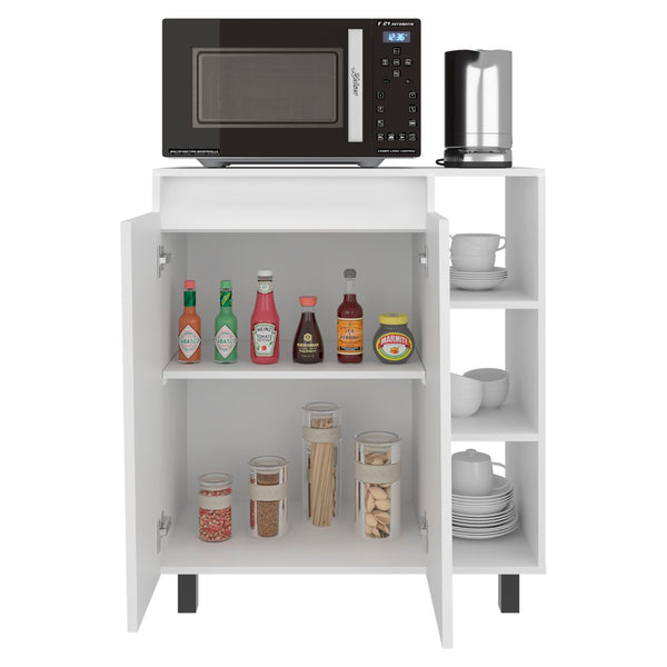 English Elm Enderlin Kitchen Microwave Stand with Open Shelves Cabinet White Melamine Finish B097P474298