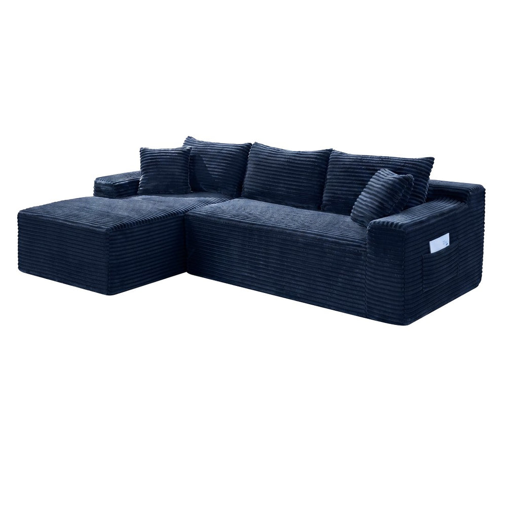 English Elm 94.5" Jumbo Corduroy Cloud Sectional Deep Seat L-shape Couch for Living Room W5515P493687