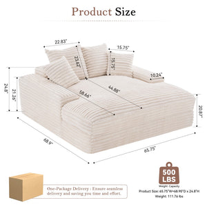 English Elm 028-oversized Corduroy Chaise Sleeper Sofa with Foam Support for Apartments W527P412860