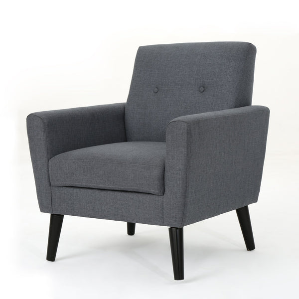 English Elm Christopher Knight Home® - CLUB Vintage-Inspired Fabric Club Chair with Nailhead Trim & Scroll Arms, Birch Legs, Contemporary Comfort DARK GREY 31.5 L x 27.75 W x 18.5 H 60848.00DGY
