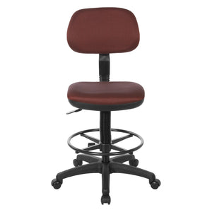 OSP Home Furnishings Sculptured Ergonomic Drafting Chair with Adjustable Footrest for Counter Height Workstations Wine DC517-298