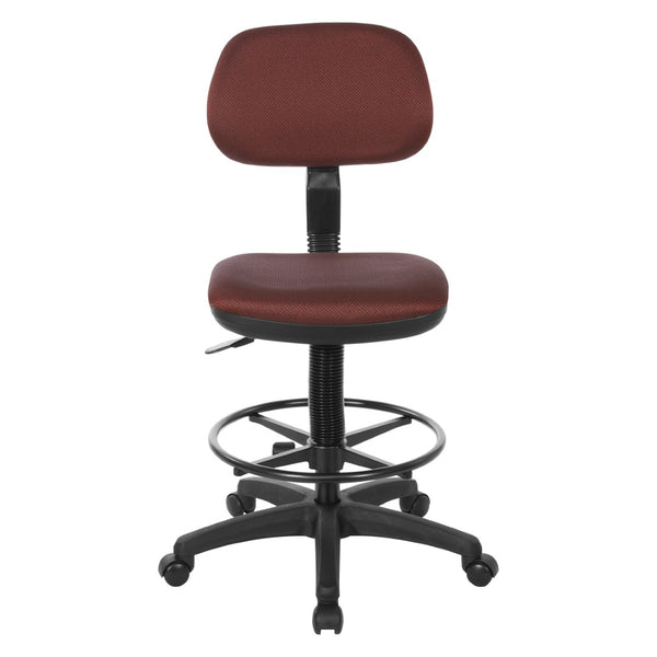OSP Home Furnishings Sculptured Ergonomic Drafting Chair with Adjustable Footrest for Counter Height Workstations Wine DC517-298