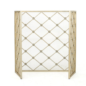 English Elm Christopher Knight Home® - FIRE Prater Iron Fireplace Screen - Black Finish Decorative Hearth Guard, Embers Protection, No Assembly Needed 61128.00GLD