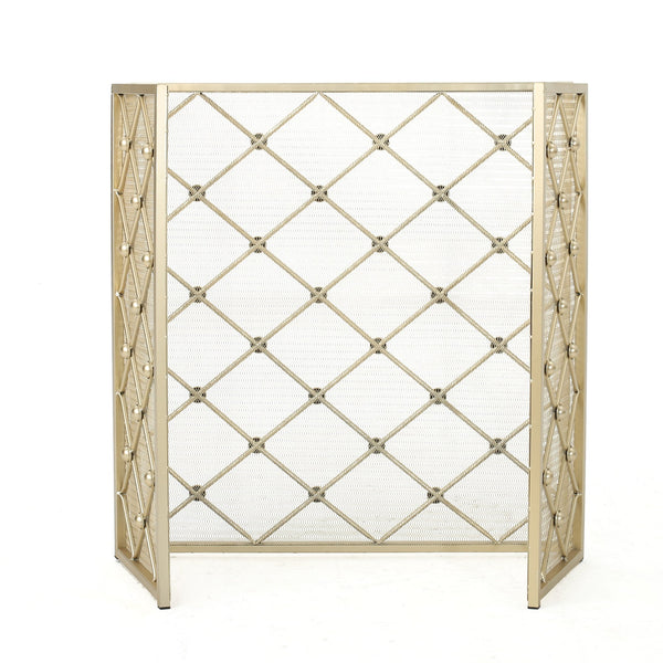 English Elm Christopher Knight Home® - FIRE Prater Iron Fireplace Screen - Black Finish Decorative Hearth Guard, Embers Protection, No Assembly Needed 61128.00GLD