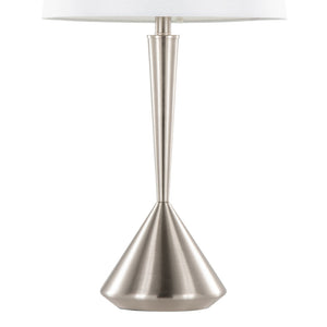 English Elm Metal Brushed Nickel Pair Table Lamps Linen Tapered Shade Bedroom Living Room B202P471589