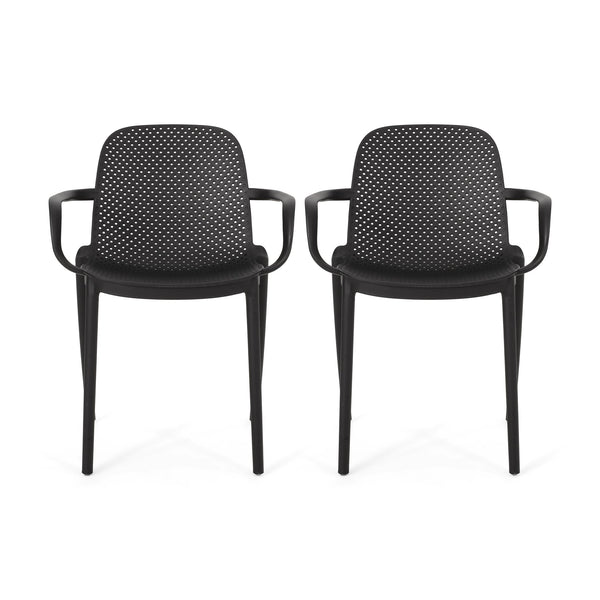 English Elm Christopher Knight Home® - GARDENIA Weather-Resistant Outdoor Dining Chair with Perforated Modern Design and Durable Polypropylene Frame Black 33.5 L x 23.5 W x 23.5 H 68521.00BLK