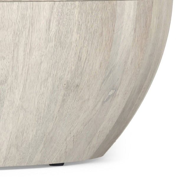 English Elm Elmbrook Round Mango Wood Coffee Table Low Profile Drum Design for Modern Living Rooms White B136P429102