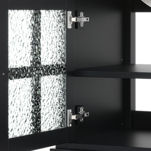 English Elm Christopher Knight Home® - 36" Bathroom Vanity with Ceramic Sink, Solid Wood Legs, Waterproof Finish, Soft-Close Hinges, Open Shelf, Silver Knobs Black N817P286249B