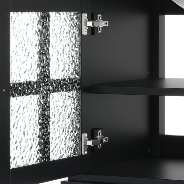 English Elm Christopher Knight Home® - 36" Bathroom Vanity with Ceramic Sink, Solid Wood Legs, Waterproof Finish, Soft-Close Hinges, Open Shelf, Silver Knobs Black N817P286249B