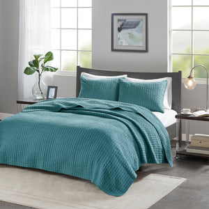 English Elm 3 Piece Keaton Reversible Quilt Set Teal Full/Queen - Soft Brushed Microfiber, Antimicrobial, Farmhouse Chic B035129043