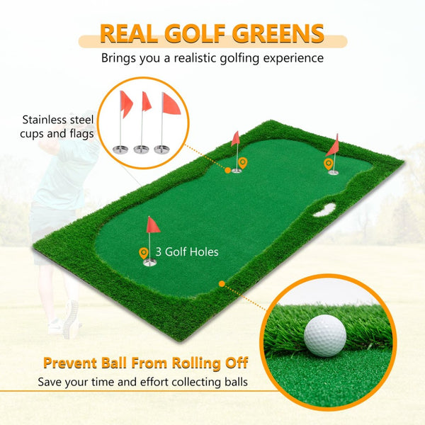 English Elm Golf Practice Cage with Powder Coated Steel Frame Double Layer Net Backyard Training W1422P289866
