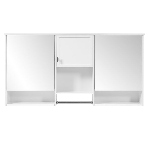 English Elm 55 Inch Wall Mount Medicine Cabinet Dual Mirrored Doors Soft Close Bathroom Vanity Storage N710P401336K