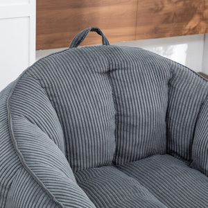 English Elm Giant Corduroy Bean Bag with Armrests Shredded Foam Lounge Chair for Living Room Dark Gray W2200P442623