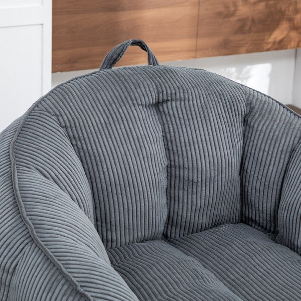 English Elm Giant Corduroy Bean Bag with Armrests Shredded Foam Lounge Chair for Living Room Dark Gray W2200P442623